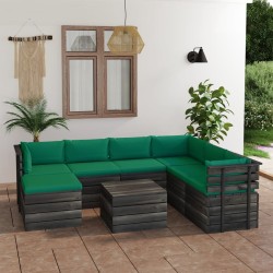 8-tlg. Garten-Sofagarnitur aus Paletten mit Kissen Kiefernholz