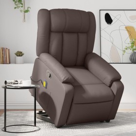vidaXL Massagesessel mit Aufstehhilfe Braun Kunstleder