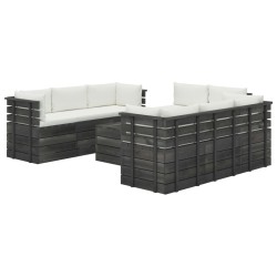 vidaXL 9-tlg. Garten-Sofagarnitur aus Paletten mit Kissen Kiefernholz