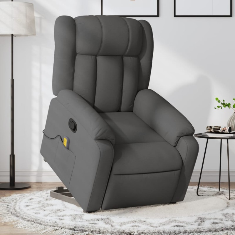 vidaXL Massagesessel mit Aufstehhilfe Dunkelgrau Stoff vidaXL Massagesessel mit Aufstehhilfe Dunkelgrau Stoff