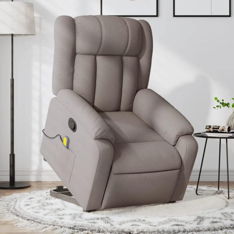 vidaXL Massagesessel mit Aufstehhilfe Taupe Stoff vidaXL Massagesessel mit Aufstehhilfe Taupe Stoff
