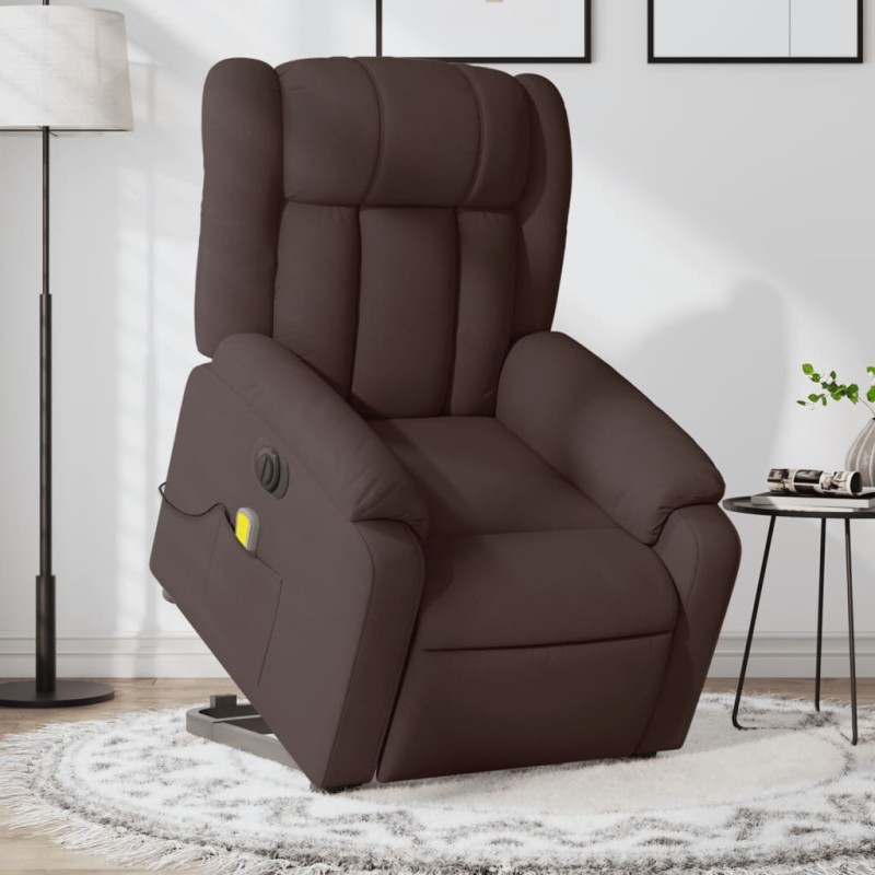 vidaXL Elektrischer Massagesessel mit Aufstehhilfe Dunkelbraun Stoff vidaXL Elektrischer Massagesessel mit Aufstehhilfe Dunkelbraun Stoff