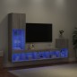 vidaXL 4-tlg. Wohnwand mit LED-Beleuchtung Grau Sonoma Holzwerkstoff vidaXL 4-tlg. Wohnwand mit LED-Beleuchtung Grau Sonoma Holzwerkstoff