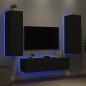 vidaXL 6-tlg. Wohnwand mit LED-Beleuchtung Schwarz Holzwerkstoff vidaXL 6-tlg. Wohnwand mit LED-Beleuchtung Schwarz Holzwerkstoff