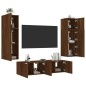 vidaXL 6-tlg. Wohnwand mit LED-Beleuchtung Braun Eichen-Optik vidaXL 6-tlg. Wohnwand mit LED-Beleuchtung Braun Eichen-Optik