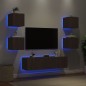 vidaXL 6-tlg. Wohnwand mit LED-Beleuchtung Braun Eichen-Optik vidaXL 6-tlg. Wohnwand mit LED-Beleuchtung Braun Eichen-Optik