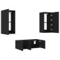 vidaXL 4-tlg. Wohnwand mit LED-Beleuchtung Schwarz Holzwerkstoff vidaXL 4-tlg. Wohnwand mit LED-Beleuchtung Schwarz Holzwerkstoff