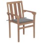 vidaXL Gartenstühle 2 Stk. mit Grauen Kissen Teak Massivholz vidaXL Gartenstühle 2 Stk. mit Grauen Kissen Teak Massivholz
