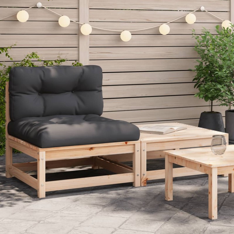 vidaXL Gartensofa ohne Armlehnen mit Kissen und Hocker vidaXL Gartensofa ohne Armlehnen mit Kissen und Hocker