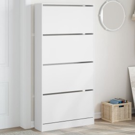 vidaXL Schuhschrank mit 4 Klappen Weiß 80x21x163,5 cm