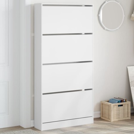 vidaXL Schuhschrank mit 4 Klappen Weiß 80x21x163,5 cm