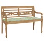 Batavia-Gartenbank mit Blattmuster Kissen 120cm Teak Massivholz Batavia-Gartenbank mit Blattmuster Kissen 120cm Teak Massivholz