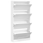 vidaXL Schuhschrank mit 4 Klappen Weiß 80x21x163,5 cm vidaXL Schuhschrank mit 4 Klappen Weiß 80x21x163,5 cm