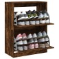 vidaXL Schuhschrank mit 2 Klappen Räuchereiche 80x42x108 cm vidaXL Schuhschrank mit 2 Klappen Räuchereiche 80x42x108 cm