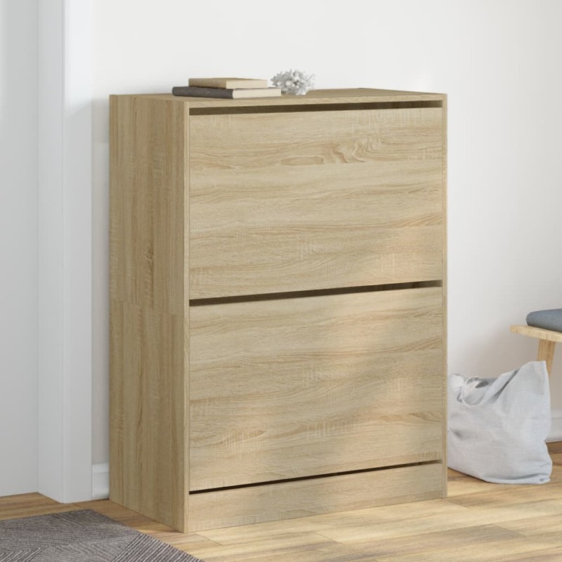 vidaXL Schuhschrank mit 2 Klappen Sonoma-Eiche 80x42x108 cm vidaXL Schuhschrank mit 2 Klappen Sonoma-Eiche 80x42x108 cm