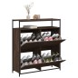 vidaXL Schuhschrank mit 4 Klappen Braun Eiche-Optik 100x34x112 cm vidaXL Schuhschrank mit 4 Klappen Braun Eiche-Optik 100x34x112 cm