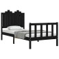 vidaXL Massivholzbett mit Kopfteil Schwarz 90x190 cm vidaXL Massivholzbett mit Kopfteil Schwarz 90x190 cm