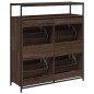vidaXL Schuhschrank mit 4 Klappen Braun Eiche-Optik 100x34x112 cm vidaXL Schuhschrank mit 4 Klappen Braun Eiche-Optik 100x34x112 cm