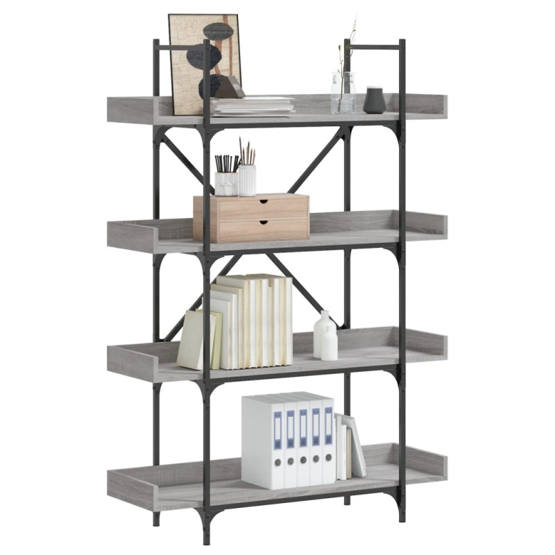 vidaXL Bücherregal 4 Böden Grau Sonoma 100x33x145,5 cm Holzwerkstoff vidaXL Bücherregal 4 Böden Grau Sonoma 100x33x145,5 cm Holzwerkstoff