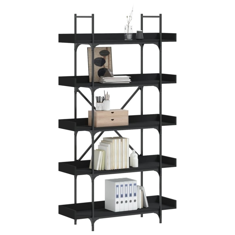 vidaXL Bücherregal 5 Böden Schwarz 100x33x180,5 cm Holzwerkstoff vidaXL Bücherregal 5 Böden Schwarz 100x33x180,5 cm Holzwerkstoff