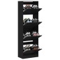 vidaXL Schuhschrank mit 4 Klappen Schwarz 60x34x187,5 cm vidaXL Schuhschrank mit 4 Klappen Schwarz 60x34x187,5 cm