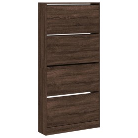 vidaXL Schuhschrank mit 4 Klappen Braun Eiche-Optik 80x21x163,5 cm