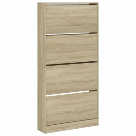 vidaXL Schuhschrank mit 4 Klappen Sonoma-Eiche 80x21x163,5 cm