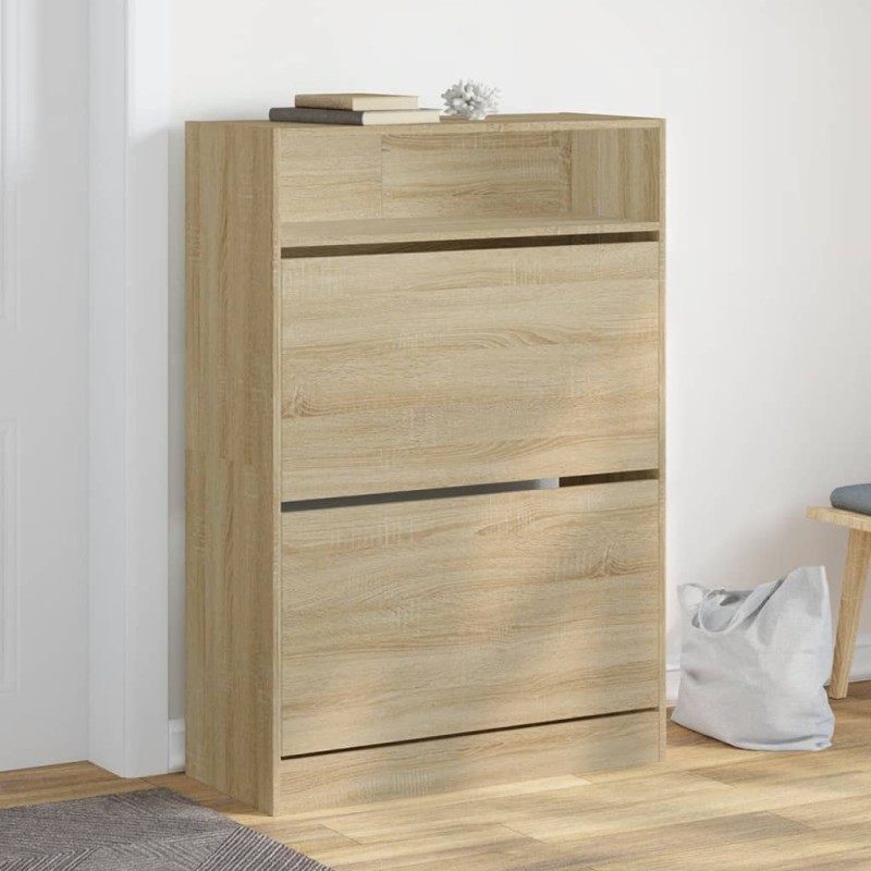vidaXL Schuhschrank mit 2 Klappen Sonoma-Eiche 80x34x116 cm vidaXL Schuhschrank mit 2 Klappen Sonoma-Eiche 80x34x116 cm