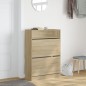 vidaXL Schuhschrank mit 2 Klappen Sonoma-Eiche 80x34x116 cm vidaXL Schuhschrank mit 2 Klappen Sonoma-Eiche 80x34x116 cm