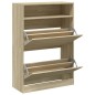 vidaXL Schuhschrank mit 2 Klappen Sonoma-Eiche 80x34x116 cm vidaXL Schuhschrank mit 2 Klappen Sonoma-Eiche 80x34x116 cm