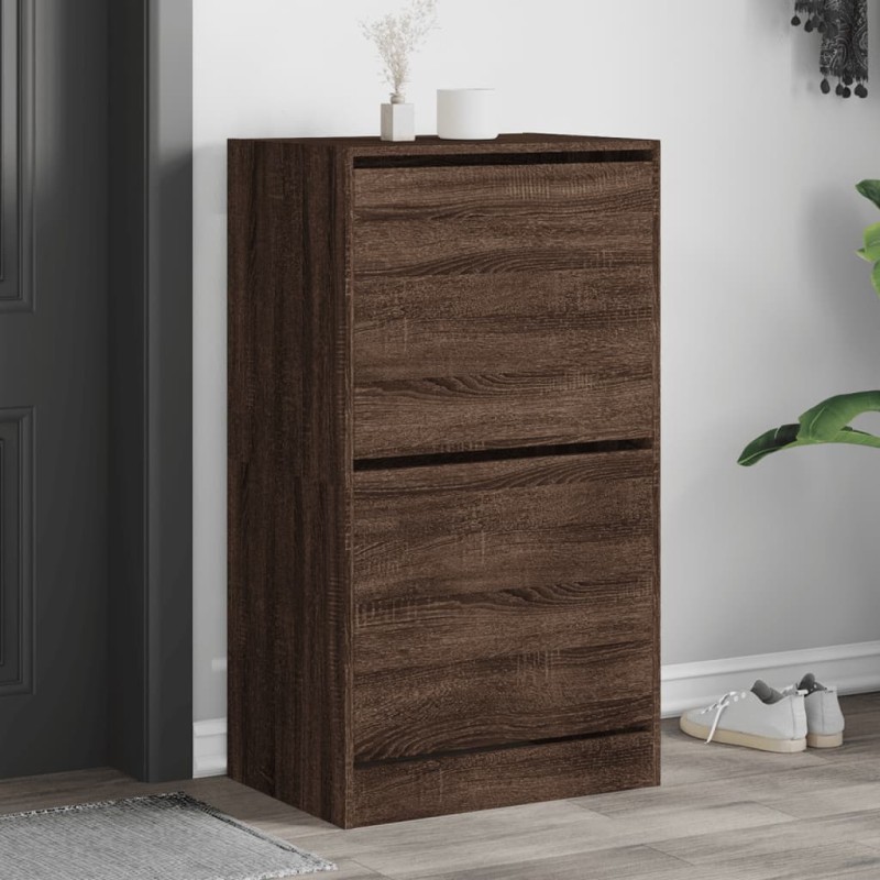 vidaXL Schuhschrank mit 2 Klappen Braun Eiche-Optik 60x42x108 cm vidaXL Schuhschrank mit 2 Klappen Braun Eiche-Optik 60x42x108 cm
