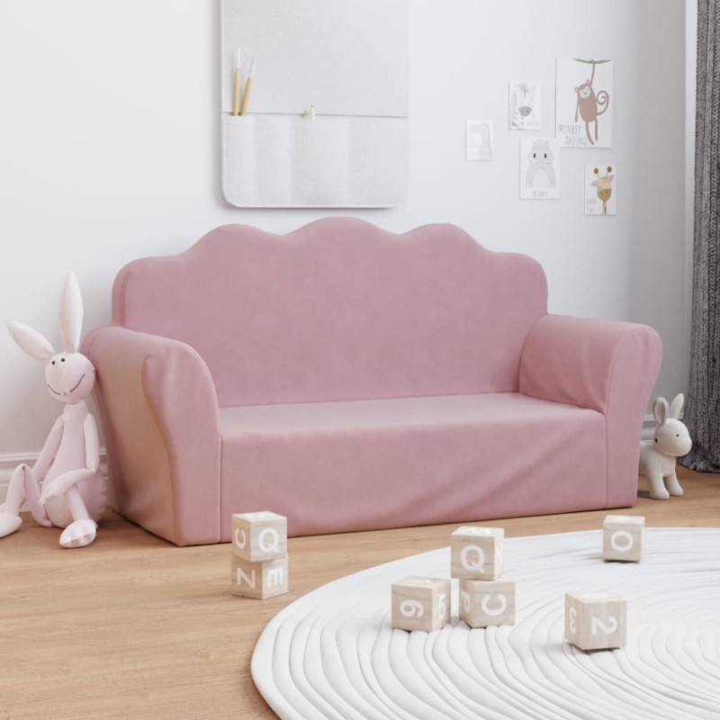vidaXL Kindersofa 2-Sitzer Rosa Weich Plüsch vidaXL Kindersofa 2-Sitzer Rosa Weich Plüsch