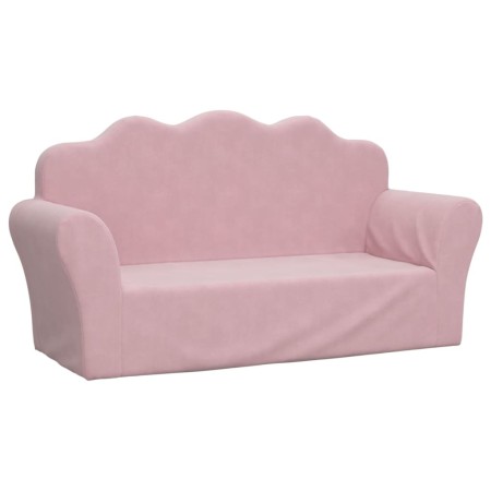 vidaXL Kindersofa 2-Sitzer Rosa Weich Plüsch