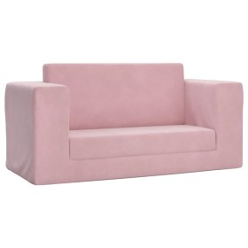 vidaXL Kinder-Schlafsofa 2-Sitzer Rosa Weicher Plüsch