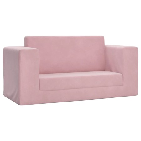 vidaXL Kinder-Schlafsofa 2-Sitzer Rosa Weicher Plüsch