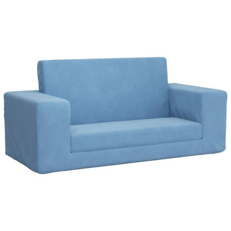 vidaXL Kinder-Schlafsofa 2-Sitzer Blau Weicher Plüsch