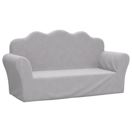 vidaXL Kindersofa 2-Sitzer Hellgrau Weich Plüsch