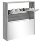 vidaXL Schuhschrank mit Spiegel 2 Fächer Grau Sonoma 63x17x67 cm vidaXL Schuhschrank mit Spiegel 2 Fächer Grau Sonoma 63x17x67 cm