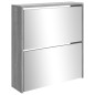 vidaXL Schuhschrank mit Spiegel 2 Fächer Grau Sonoma 63x17x67 cm vidaXL Schuhschrank mit Spiegel 2 Fächer Grau Sonoma 63x17x67 cm