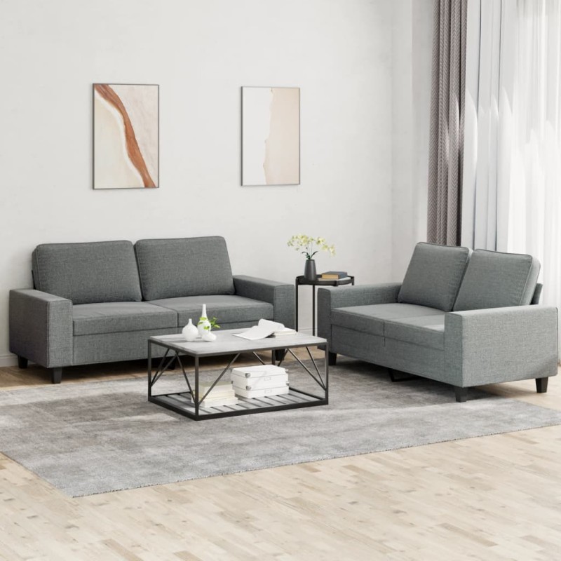 vidaXL 2-tlg. Sofagarnitur Dunkelgrau Stoff vidaXL 2-tlg. Sofagarnitur Dunkelgrau Stoff