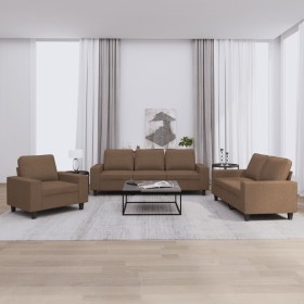 vidaXL 3-tlg. Sofagarnitur Braun Stoff