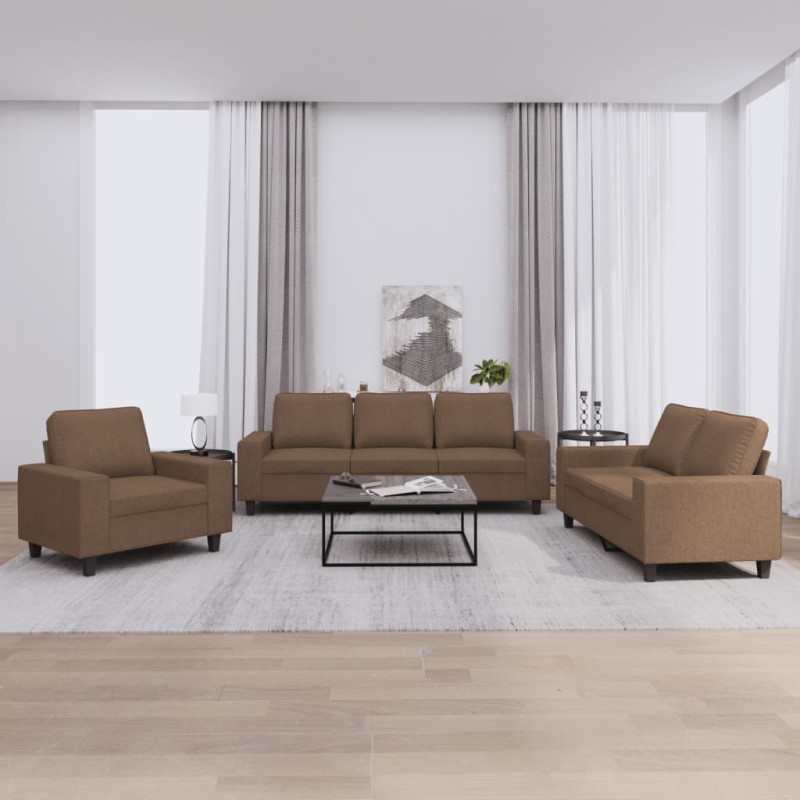 vidaXL 3-tlg. Sofagarnitur Braun Stoff vidaXL 3-tlg. Sofagarnitur Braun Stoff