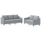 vidaXL 2-tlg. Sofagarnitur mit Kissen Hellgrau Stoff vidaXL 2-tlg. Sofagarnitur mit Kissen Hellgrau Stoff