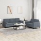 vidaXL 2-tlg. Sofagarnitur mit Kissen Dunkelgrau Samt vidaXL 2-tlg. Sofagarnitur mit Kissen Dunkelgrau Samt