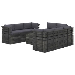 vidaXL 9-tlg. Garten-Sofagarnitur aus Paletten mit Kissen Kiefernholz