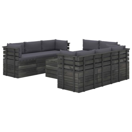 vidaXL 9-tlg. Garten-Sofagarnitur aus Paletten mit Kissen Kiefernholz