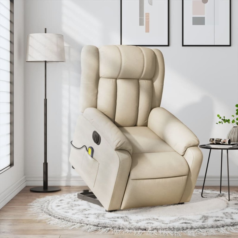 vidaXL Elektrischer Massagesessel mit Aufstehhilfe Creme Stoff vidaXL Elektrischer Massagesessel mit Aufstehhilfe Creme Stoff