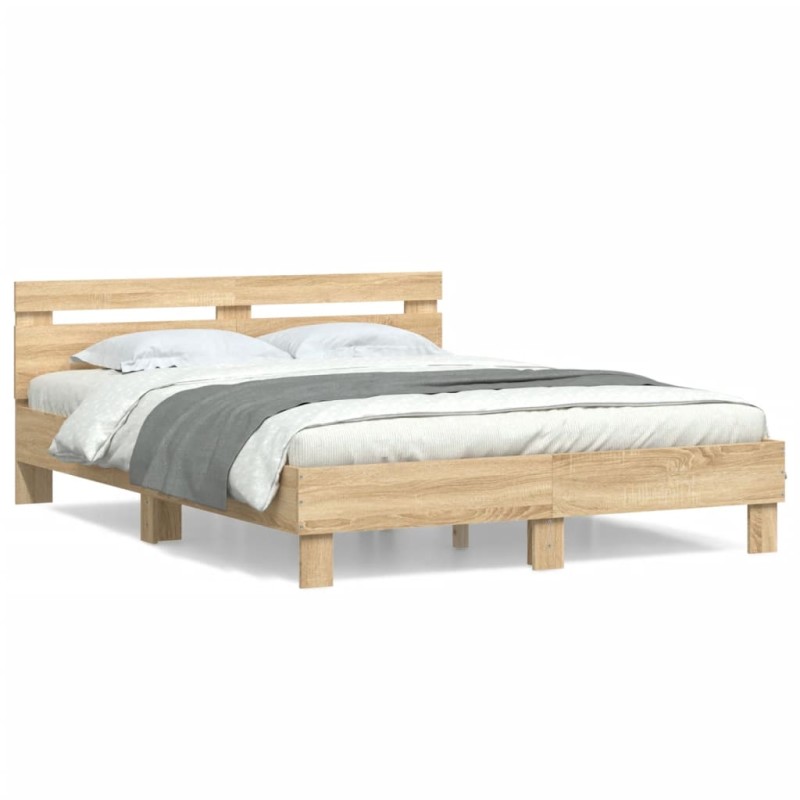 vidaXL Bettgestell mit Kopfteil Sonoma-Eiche 140x190 cm Holzwerkstoff vidaXL Bettgestell mit Kopfteil Sonoma-Eiche 140x190 cm Holzwerkstoff