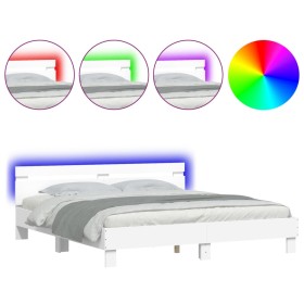 vidaXL Bettgestell mit Kopfteil und LED-Beleuchtung Weiß 180x200 cm