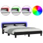 vidaXL Bettgestell mit Kopfteil und LED-Beleuchtung Schwarz 200x200 cm vidaXL Bettgestell mit Kopfteil und LED-Beleuchtung Schwarz 200x200 cm
